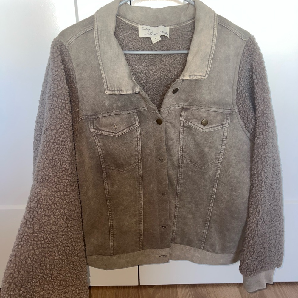 Vintage Havana Tan Shearling-Lined Utility Jacket